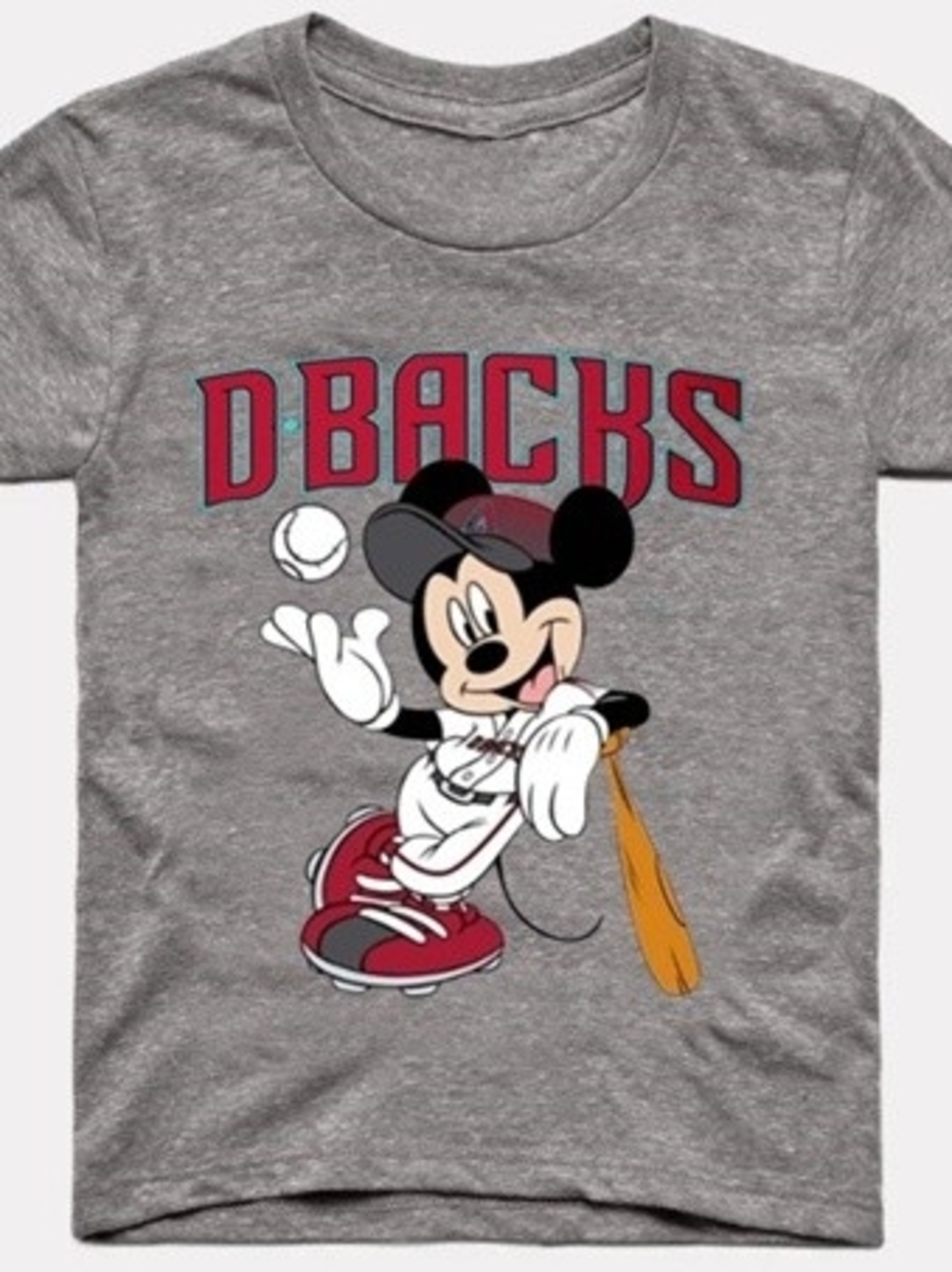 Arizona Dbacks Gray Mickey Mouse Baseball Tee - Kids